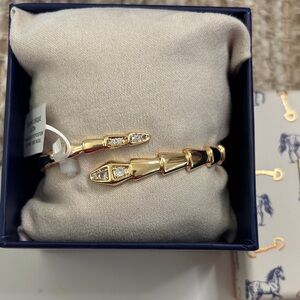 House of Harlow 1960 Gold and Black Geometric Snake Bracelet